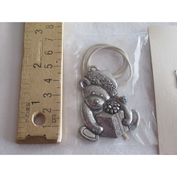 Longaberger SANTA BEAR Danforth Pewter USA Tie On Christmas Holidays USA Made - Picture 3 of 11